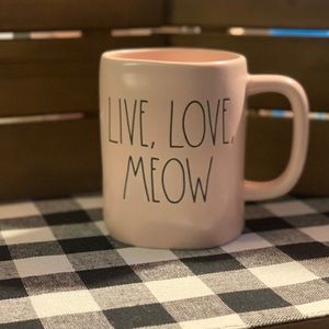 Rae Dunn pink mug “LIVE LOVE MEOW”